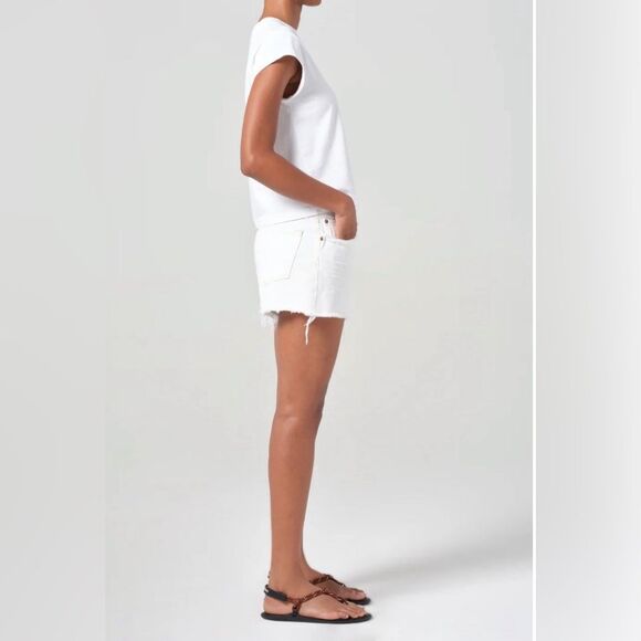 NWT AGOLDE PARKER VINTAGE CUT OFF SHORT in white - Picture 6 of 14